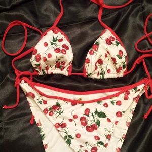 Vintage Bare Somethings Cherries Bathing Suit